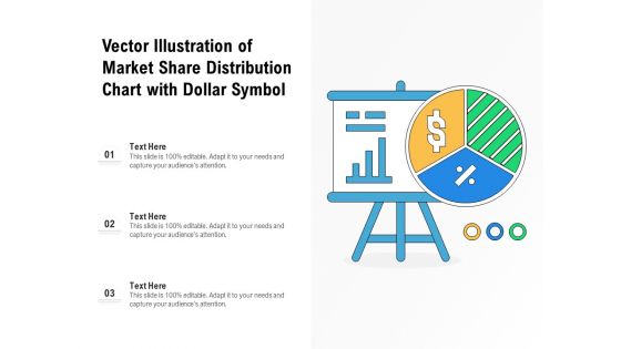 Vector Illustration Of Market Share Distribution Chart With Dollar Symbol Ppt PowerPoint Presentation File Outline PDF