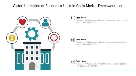 Vector Illustration Of Resources Used In Go To Market Framework Icon Ppt PowerPoint Presentation File Slides PDF