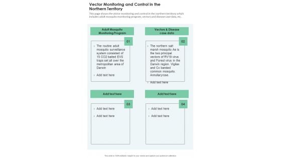 Vector Monitoring And Control In The Northern Territory One Pager Documents