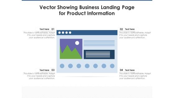 Vector Showing Business Landing Page For Product Information Ppt PowerPoint Presentation Icon Example PDF