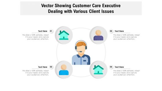 Vector Showing Customer Care Executive Dealing With Various Client Issues Ppt PowerPoint Presentation Outline Professional PDF