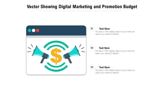 Vector Showing Digital Marketing And Promotion Budget Ppt PowerPoint Presentation Show Vector PDF