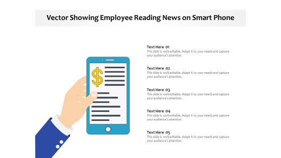 Vector Showing Employee Reading News On Smart Phone Ppt PowerPoint Presentation File Infographics PDF