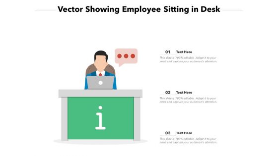 Vector Showing Employee Sitting In Desk Ppt PowerPoint Presentation File Portfolio PDF