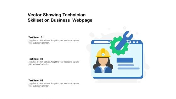 Vector Showing Technician Skillset On Business Webpage Ppt PowerPoint Presentation File Files PDF