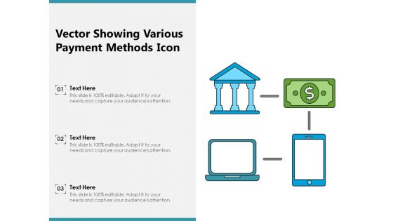 Vector Showing Various Payment Methods Icon Ppt PowerPoint Presentation Pictures Deck PDF