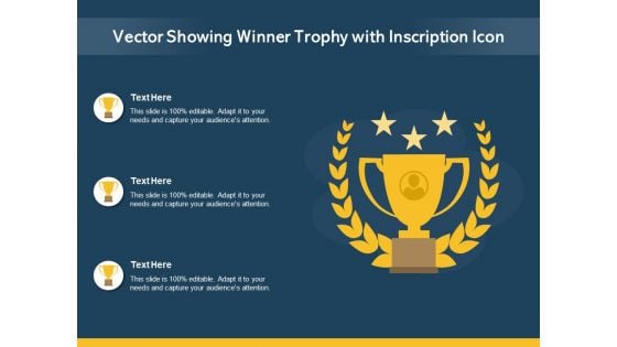 Vector Showing Winner Trophy With Inscription Icon Ppt PowerPoint Presentation Show Ideas PDF