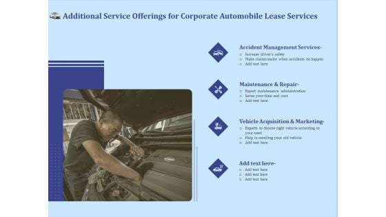 Vehicle Leasing Additional Service Offerings For Corporate Automobile Lease Services Graphics PDF