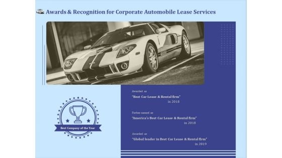 Vehicle Leasing Awards And Recognition For Corporate Automobile Lease Services Clipart PDF