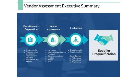 Vendor Assessment Executive Summary Ppt PowerPoint Presentation Pictures Rules