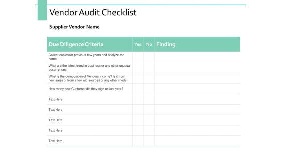 Vendor Audit Checklist Ppt PowerPoint Presentation Layouts Format