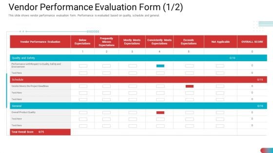 Vendor Performance Evaluation Form Score Introduction PDF