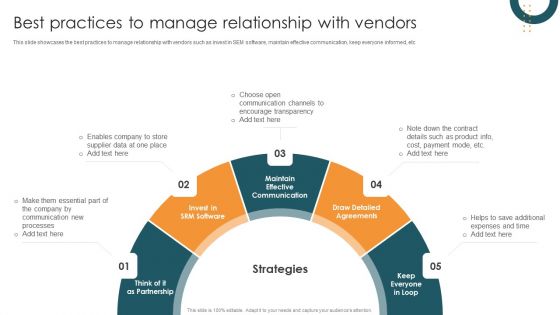 Vendor Relation Management Techniques Best Practices To Manage Relationship With Vendors Template PDF Vendor Relation Management Techniques Best Practices To Manage Relationship With Vendors Template PDF