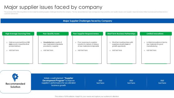 Vendor Relationship Management Strategic Plan Major Supplier Issues Faced By Company Rules PDF