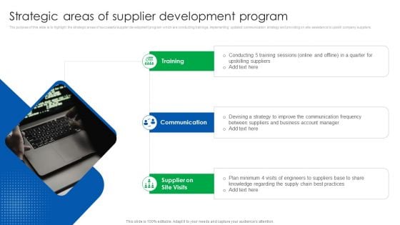 Vendor Relationship Management Strategic Plan Strategic Areas Of Supplier Development Program Designs PDF