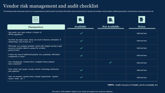 Vendor Risk Management And Audit Checklist Effective Vendor Management For Enhancing Rules PDF