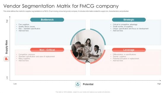 Vendor Segmentation Matrix For FMCG Company Ppt Slides Brochure PDF