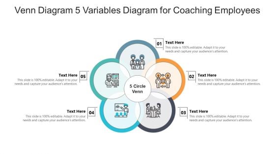 Venn Diagram 5 Variables For Coaching Employees Ppt PowerPoint Presentation File Topics PDF