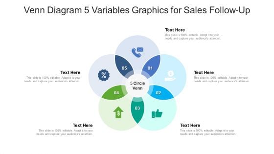 Venn Diagram 5 Variables Graphics For Sales Follow Up Ppt PowerPoint Presentation Gallery Example File PDF