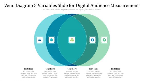 Venn Diagram 5 Variables Slide For Digital Audience Measurement Ppt PowerPoint Presentation Gallery File Formats PDF