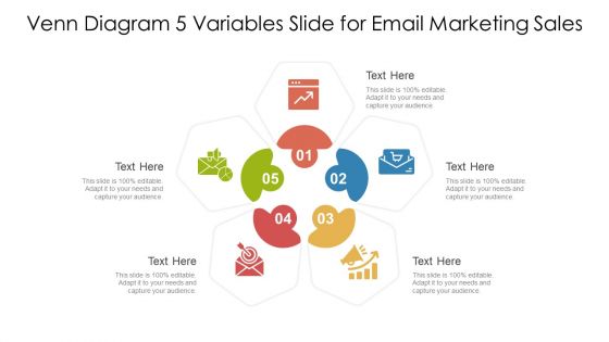 Venn Diagram 5 Variables Slide For Email Marketing Sales Ppt PowerPoint Presentation File Slide PDF