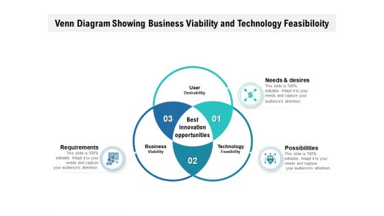 Venn Diagram Showing Business Viability And Technology Feasibiloity Ppt PowerPoint Presentation File Slide Download PDF