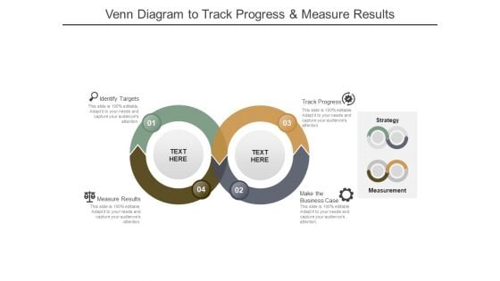 Venn Diagram To Track Progress And Measure Results Ppt PowerPoint Presentation Inspiration Slides