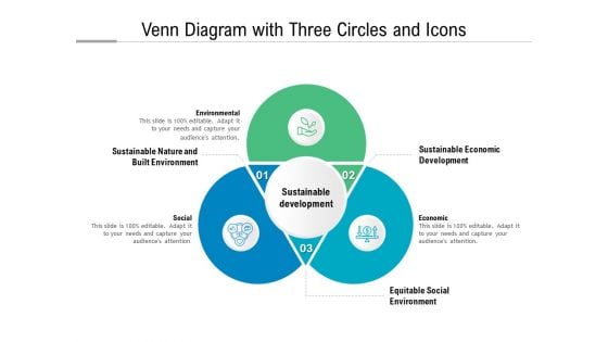 Venn Diagram With Three Circles And Icons Ppt PowerPoint Presentation File Layouts PDF