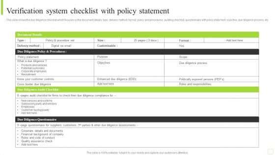 Verification System Checklist With Policy Statement Microsoft PDF Verification System Checklist With Policy Statement Microsoft PDF