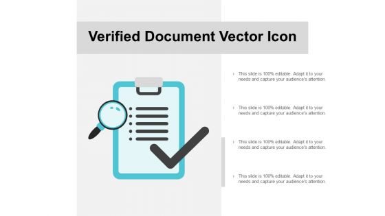 Verified Document Vector Icon Ppt PowerPoint Presentation Summary Format