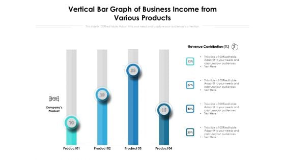 Vertical Bar Graph Of Business Income From Various Products Ppt PowerPoint Presentation File Introduction PDF