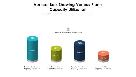 Vertical Bars Showing Various Plants Capacity Utilization Ppt PowerPoint Presentation Gallery Templates PDF