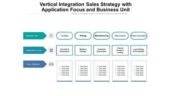 Vertical Integration Sales Strategy With Application Focus And Business Unit Ppt PowerPoint Presentation File Gallery PDF