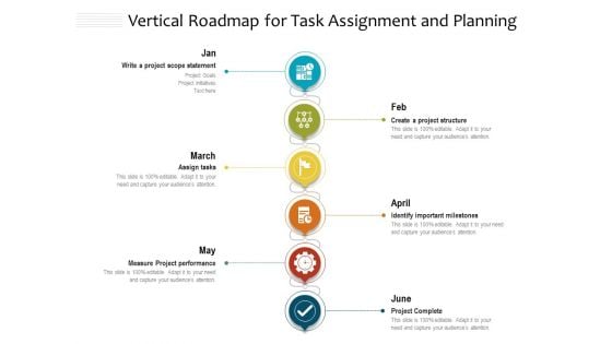 Vertical Roadmap For Task Assignment And Planning Ppt PowerPoint Presentation File Background Image PDF