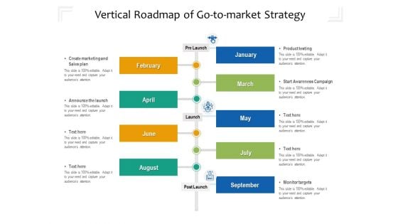 Vertical Roadmap Of Go To Market Strategy Ppt PowerPoint Presentation Icon Outline PDF