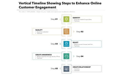 Vertical Timeline Showing Steps To Enhance Online Customer Engagement Ppt Rules PDF Vertical Timeline Showing Steps To Enhance Online Customer Engagement Ppt Rules PDF