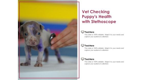 Vet Checking Puppys Health With Stethoscope Ppt PowerPoint Presentation Portfolio Deck PDF