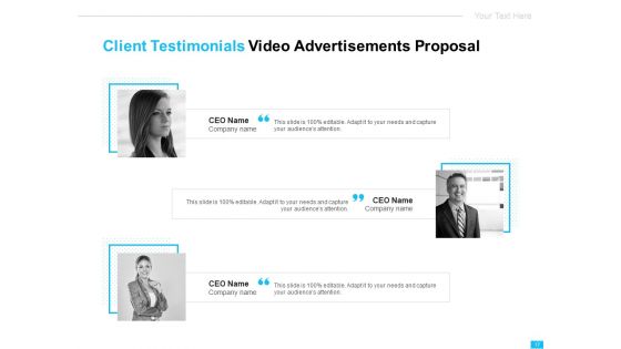 Video Ads Proposal Ppt PowerPoint Presentation Complete Deck With Slides