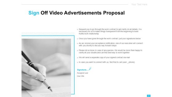 Video Ads Proposal Ppt PowerPoint Presentation Complete Deck With Slides Slide22