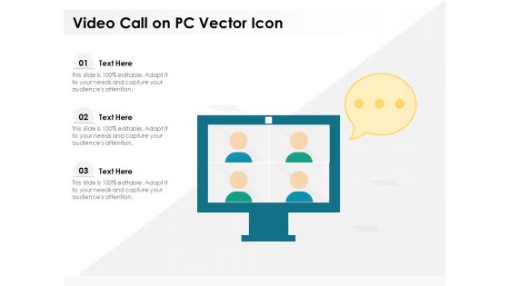 Video Call On PC Vector Icon Ppt PowerPoint Presentation Pictures Design Templates PDF