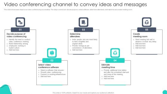 Video Conferencing Channel To Convey Ideas And Messages Optimizing HR Communication Strategies Designs PDF