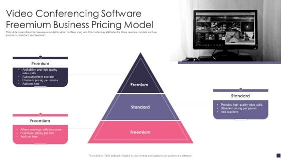 Video Conferencing Software Freemium Business Pricing Model Portrait PDF