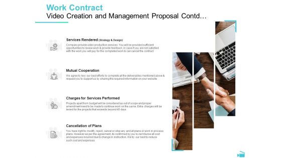 Video Development And Administration Work Contract Video Creation And Management Proposal Contd Icons PDF