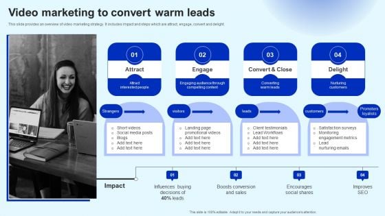 Video Marketing To Convert Warm Leads Marketing Strategy Summary PDF