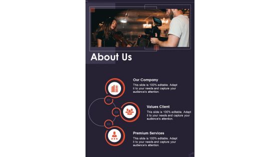Video Production Service Proposal About Us One Pager Sample Example Document