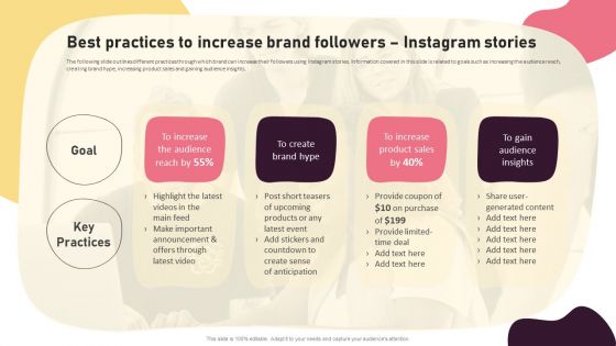 Video Promotion Techniques Best Practices To Increase Brand Followers Instagram Stories Formats PDF