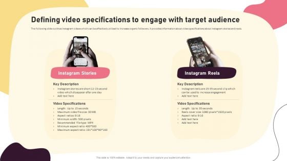 Video Promotion Techniques Defining Video Specifications To Engage With Target Audience Clipart PDF