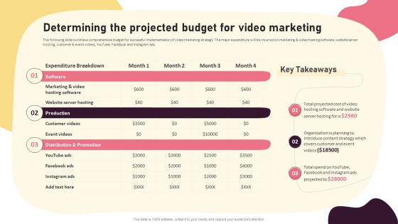 Video Promotion Techniques Determining The Projected Budget For Video Marketing Structure PDF