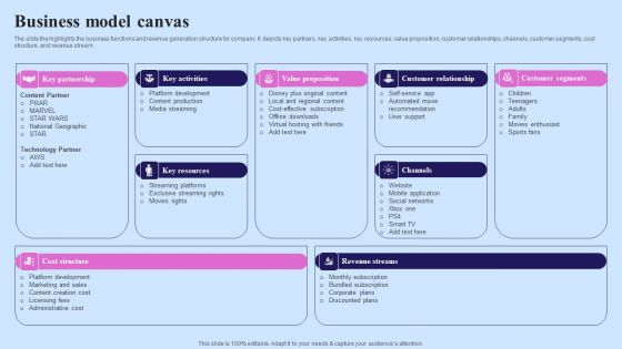 Video Streaming Technology Company Introduction Business Model Canvas Designs PDF