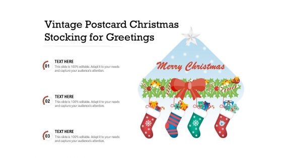 Vintage Postcard Christmas Stocking For Greetings Ppt PowerPoint Presentation Infographics Slide Portrait PDF